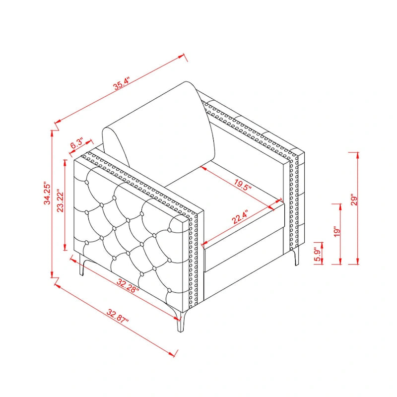 Fauteuil d'appoint capitonné en velours kaki, une place