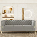 Canapé Chesterfield 3 places en velours gris clair / noir / beige / rose