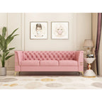 Canapé Chesterfield 3 places en velours gris clair / noir / beige / rose