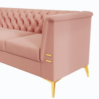 Canapé Chesterfield 3 places en velours gris clair / noir / beige / rose