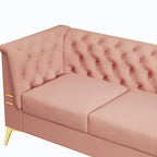 Canapé Chesterfield 3 places en velours gris clair / noir / beige / rose