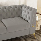Canapé Chesterfield 3 places en velours gris clair / noir / beige / rose