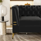 Canapé Chesterfield 3 places en velours gris clair / noir / beige / rose