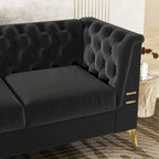 Canapé Chesterfield 3 places en velours gris clair / noir / beige / rose