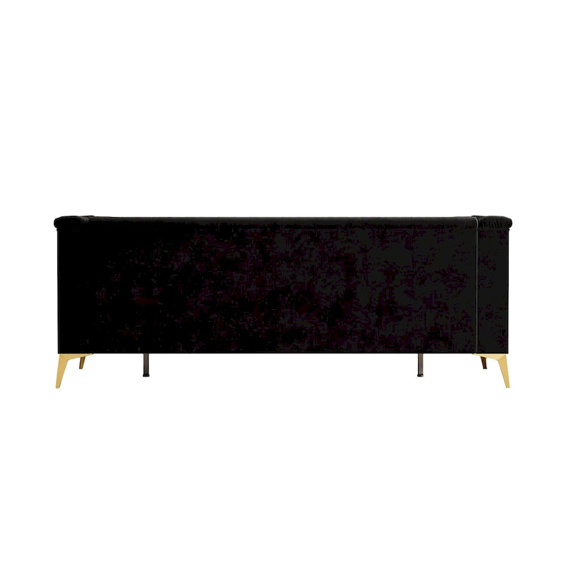 Canapé Chesterfield 3 places en velours gris clair / noir / beige / rose