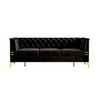 Canapé Chesterfield 3 places en velours gris clair / noir / beige / rose