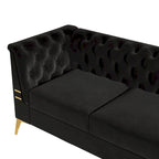 Canapé Chesterfield 3 places en velours gris clair / noir / beige / rose
