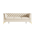 Canapé Chesterfield 3 places en velours gris clair / noir / beige / rose