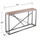 Console étroite en faux marbre noir/gris/beige — Base géométrique moderne en fer, assemblage par 1 personne
