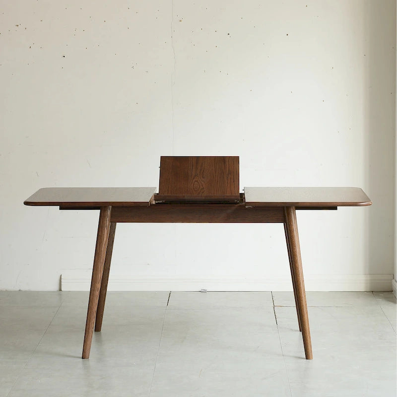 Table à manger extensible en chêne massif marron pour 10 personnes