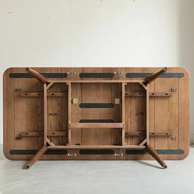 Table à manger extensible en chêne massif marron pour 10 personnes