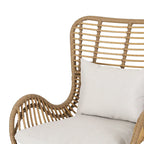 Fauteuil de club en rotin gris / marron clair avec coussins, ensemble de 2