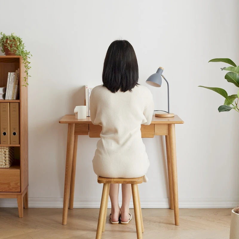 Solid Wood Study Desk with Drawer