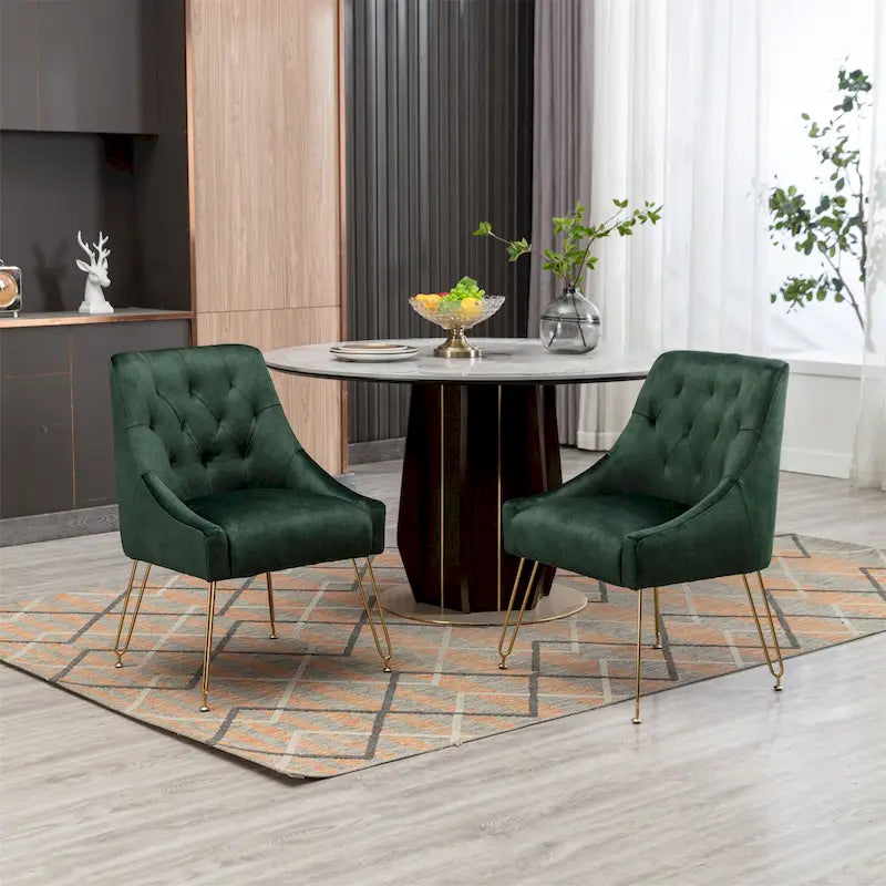 Chaise de salle à manger en velours, bleu/noir/vert/jaune/blanc, lot de 2