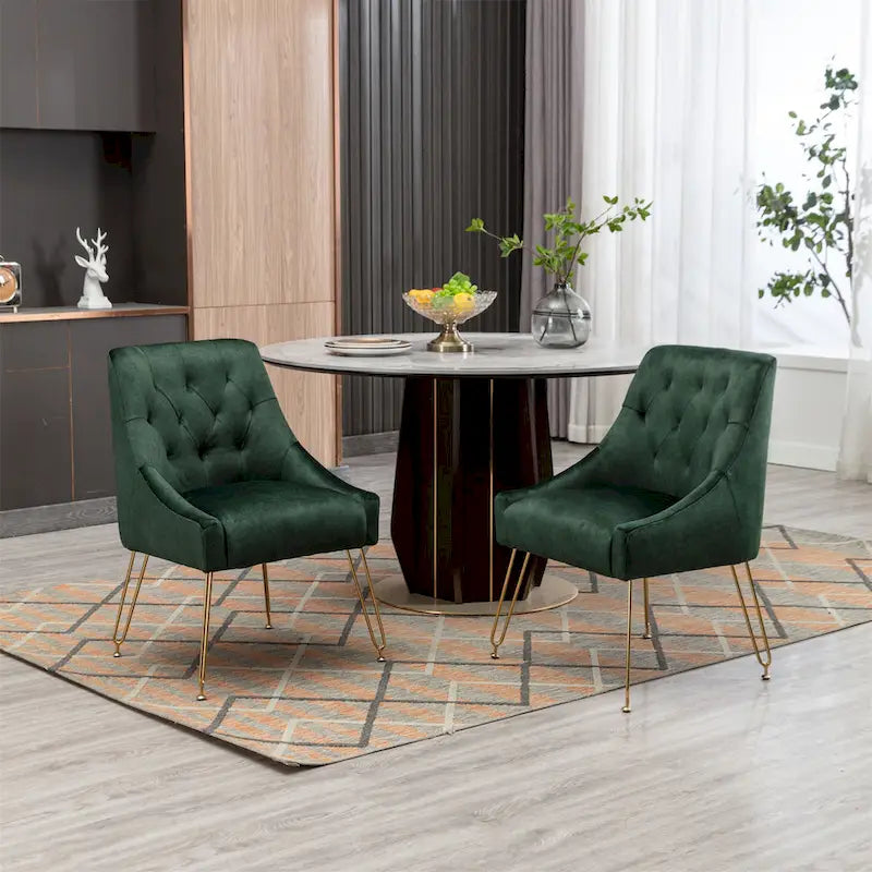 Chaise de salle à manger en velours, bleu/noir/vert/jaune/blanc, lot de 2