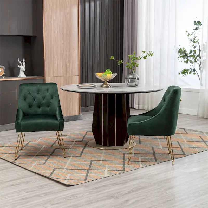 Chaise de salle à manger en velours, bleu/noir/vert/jaune/blanc, lot de 2