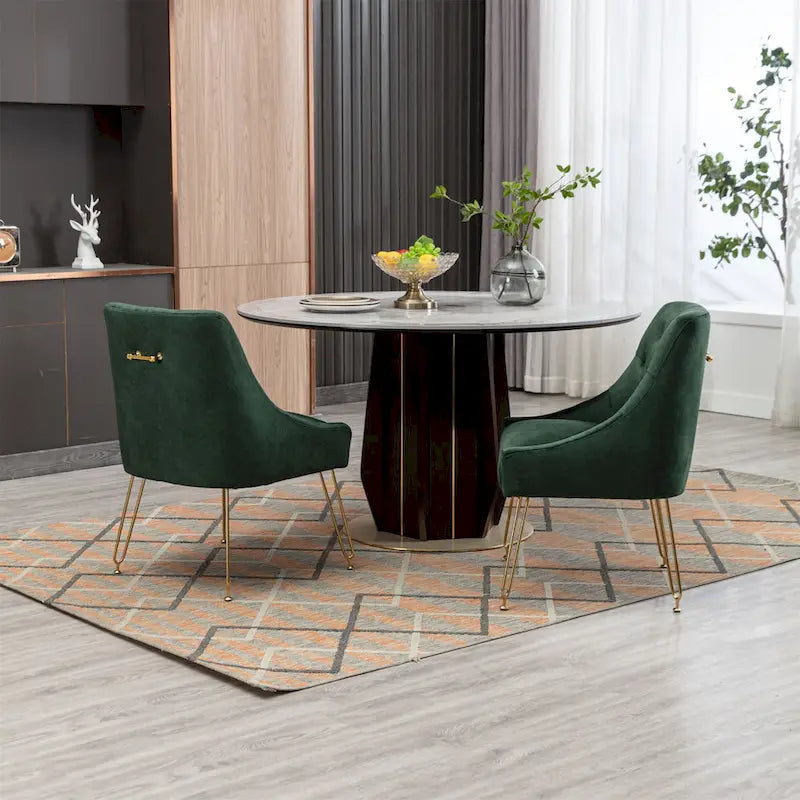 Chaise de salle à manger en velours, bleu/noir/vert/jaune/blanc, lot de 2
