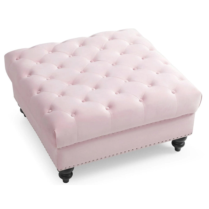 Poufs capitonnés bleu marine / rose / noir, 2 places, 7 coloris