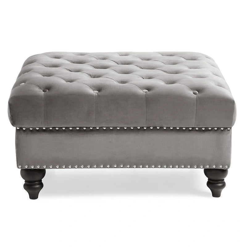 Poufs capitonnés bleu marine / rose / noir, 2 places, 7 coloris