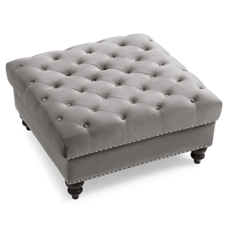Poufs capitonnés bleu marine / rose / noir, 2 places, 7 coloris
