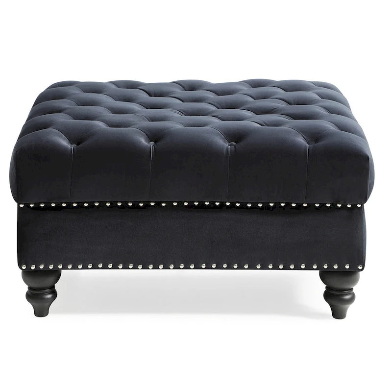 Poufs capitonnés bleu marine / rose / noir, 2 places, 7 coloris