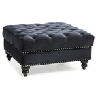 Poufs capitonnés bleu marine / rose / noir, 2 places, 7 coloris