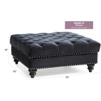 Poufs capitonnés bleu marine / rose / noir, 2 places, 7 coloris