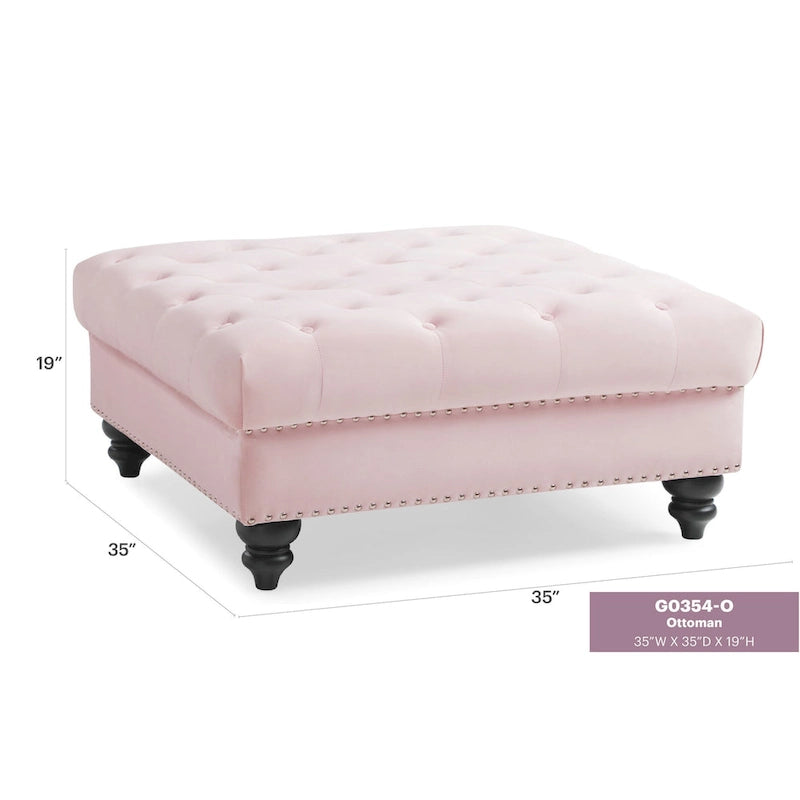 Poufs capitonnés bleu marine / rose / noir, 2 places, 7 coloris