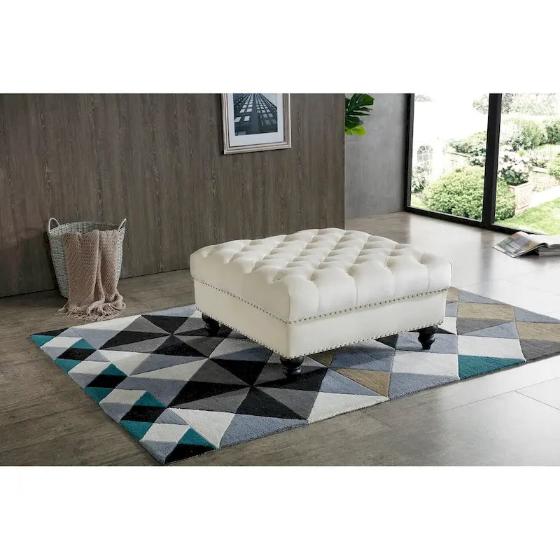 Poufs capitonnés bleu marine / rose / noir, 2 places, 7 coloris