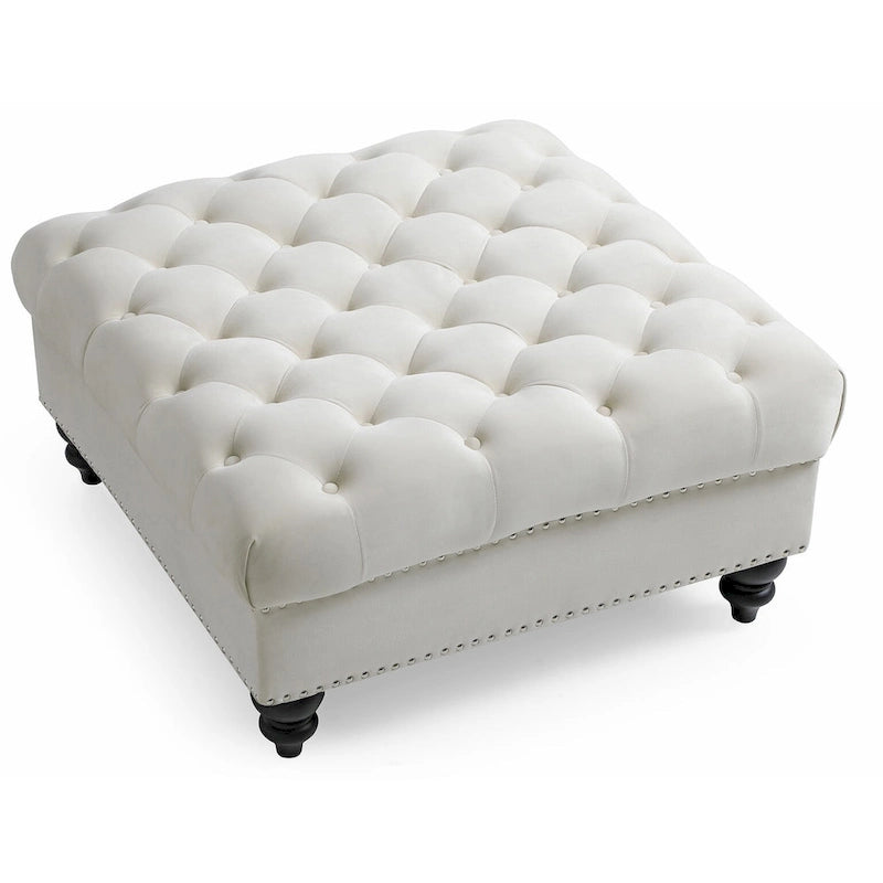 Poufs capitonnés bleu marine / rose / noir, 2 places, 7 coloris