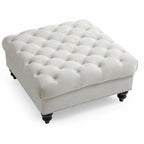 Poufs capitonnés bleu marine / rose / noir, 2 places, 7 coloris