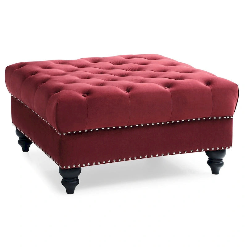 Poufs capitonnés bleu marine / rose / noir, 2 places, 7 coloris