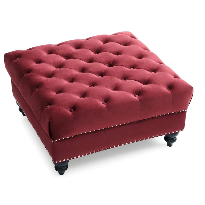 Poufs capitonnés bleu marine / rose / noir, 2 places, 7 coloris