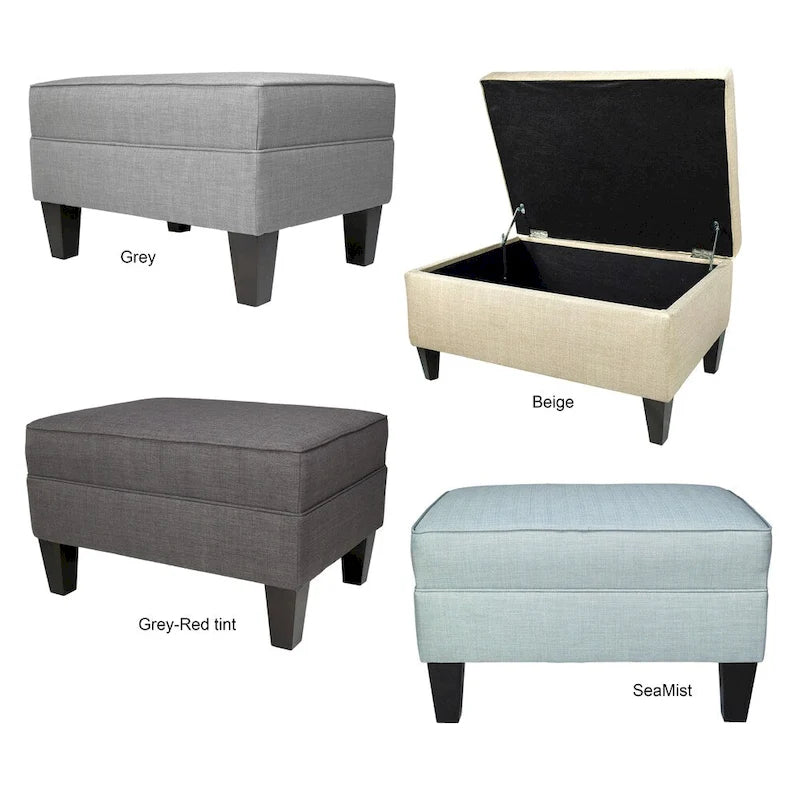 Pouff de rangement en tissu, rectangulaire, 1 place, beige / bleu / gris / gris foncé