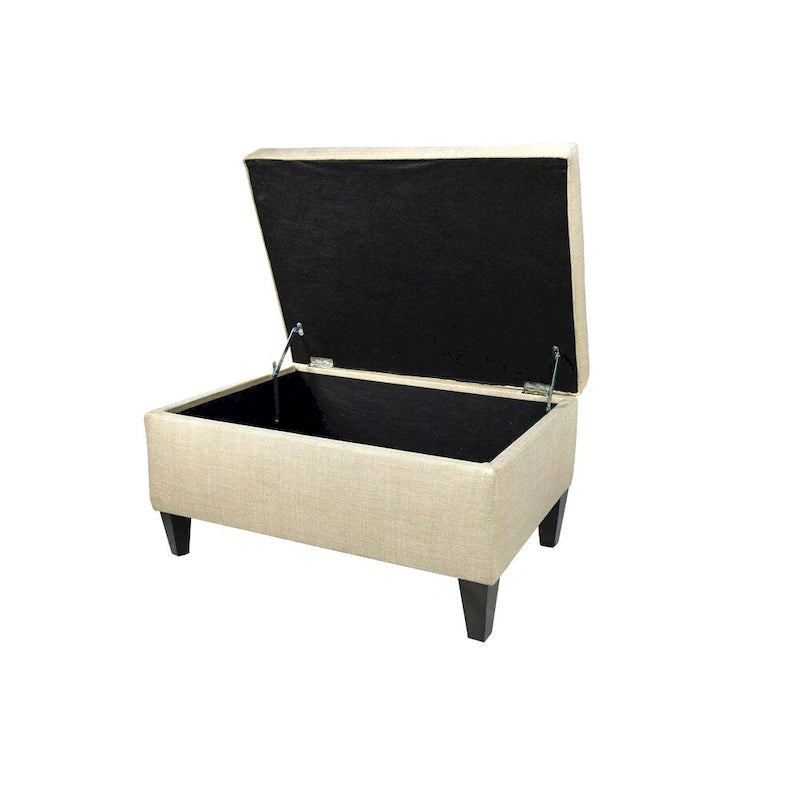 Pouff de rangement en tissu, rectangulaire, 1 place, beige / bleu / gris / gris foncé
