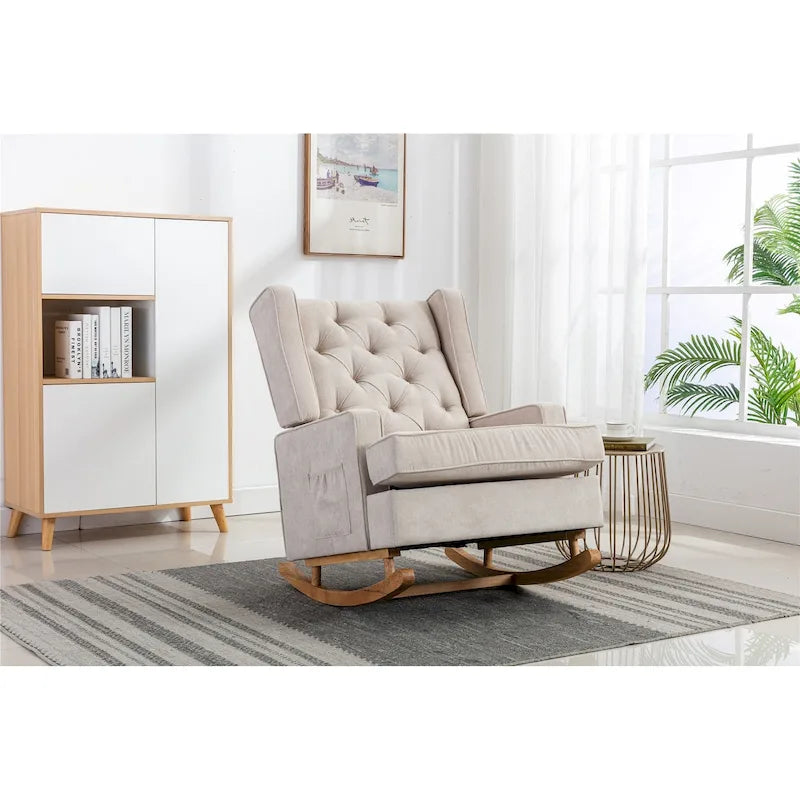 Fauteuil à bascule monoplace en bois massif multicolore