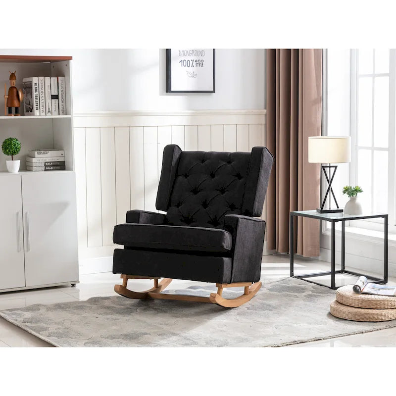 Fauteuil à bascule monoplace en bois massif multicolore