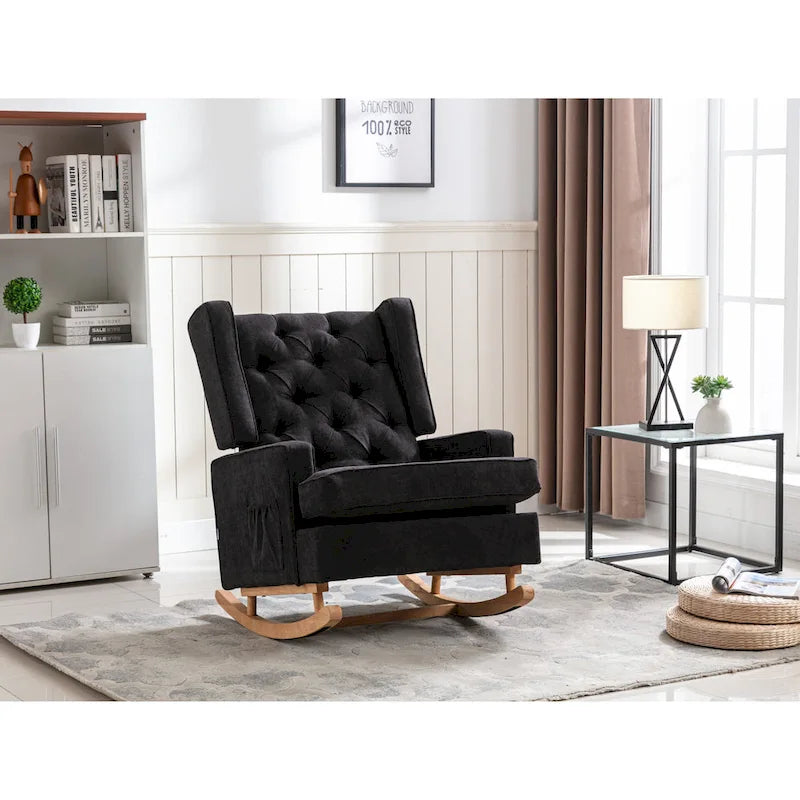 Fauteuil à bascule monoplace en bois massif multicolore