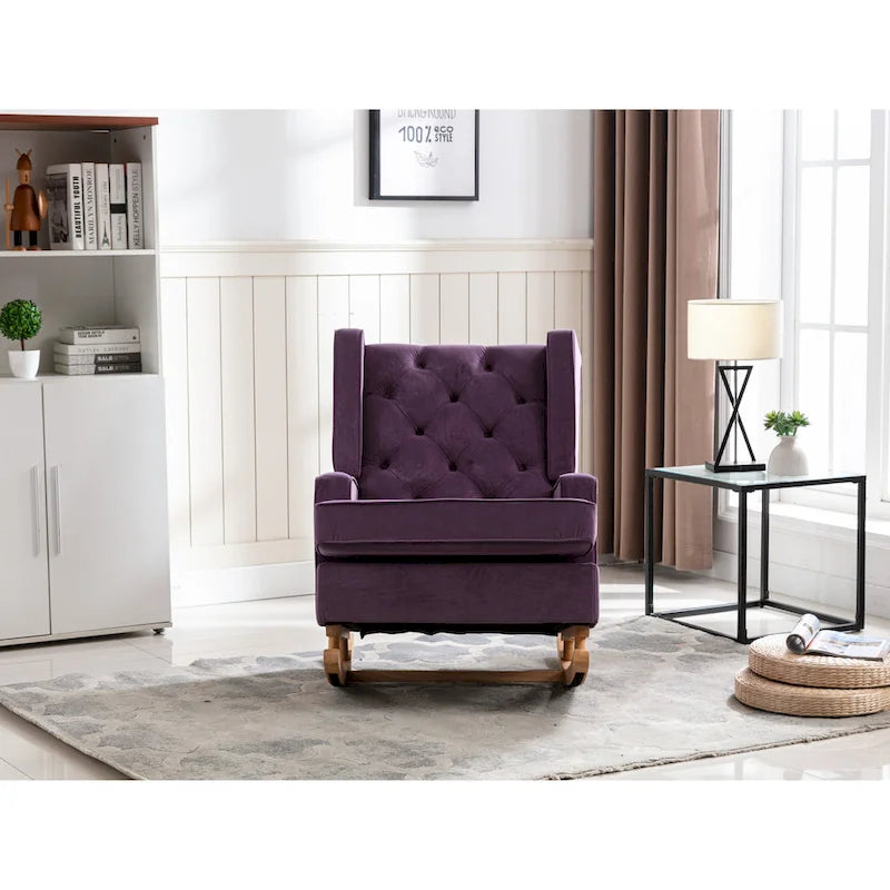 Fauteuil à bascule monoplace en bois massif multicolore
