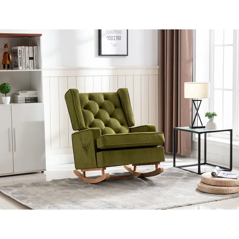 Fauteuil à bascule monoplace en bois massif multicolore