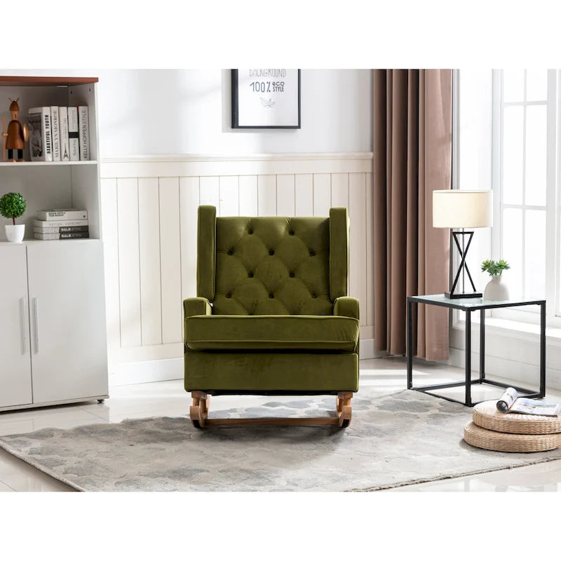 Fauteuil à bascule monoplace en bois massif multicolore