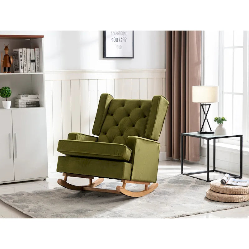 Fauteuil à bascule monoplace en bois massif multicolore