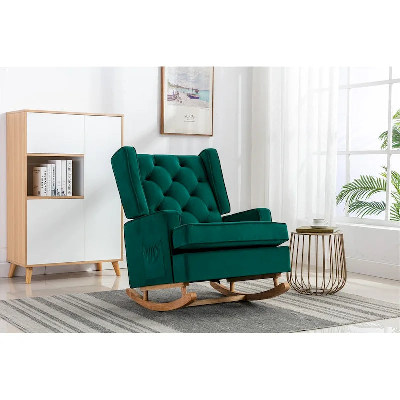 Fauteuil à bascule monoplace en bois massif multicolore
