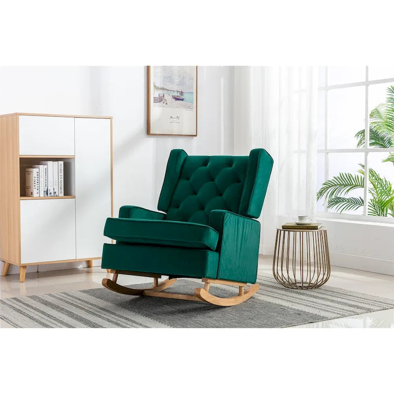 Fauteuil à bascule monoplace en bois massif multicolore