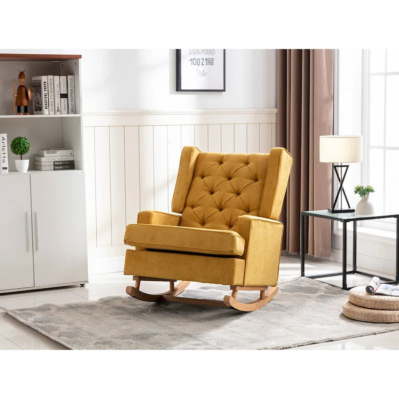 Fauteuil à bascule monoplace en bois massif multicolore