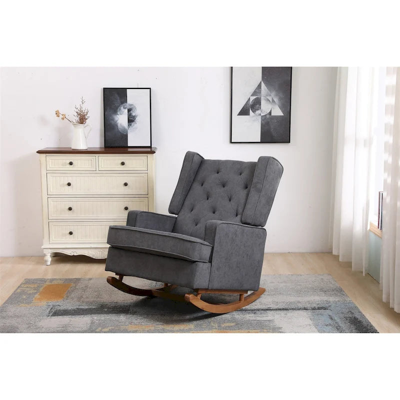 Fauteuil à bascule monoplace en bois massif multicolore