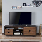 Meuble TV contemporain marron wengé avec rangement, 63 po.