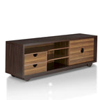 Meuble TV contemporain marron wengé avec rangement, 63 po.