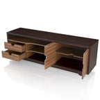 Meuble TV contemporain marron wengé avec rangement, 63 po.