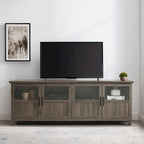 Meuble TV 4 portes Noyer foncé / Gris ardoise / Chêne blanc / Chêne rustique, Convient aux téléviseurs jusqu'à 80"
